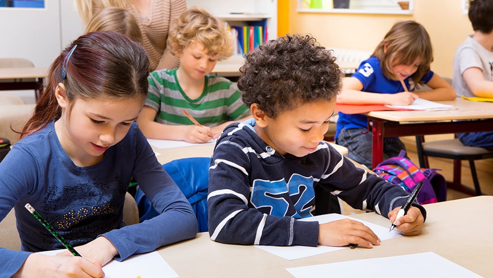 idaho school kids study in class